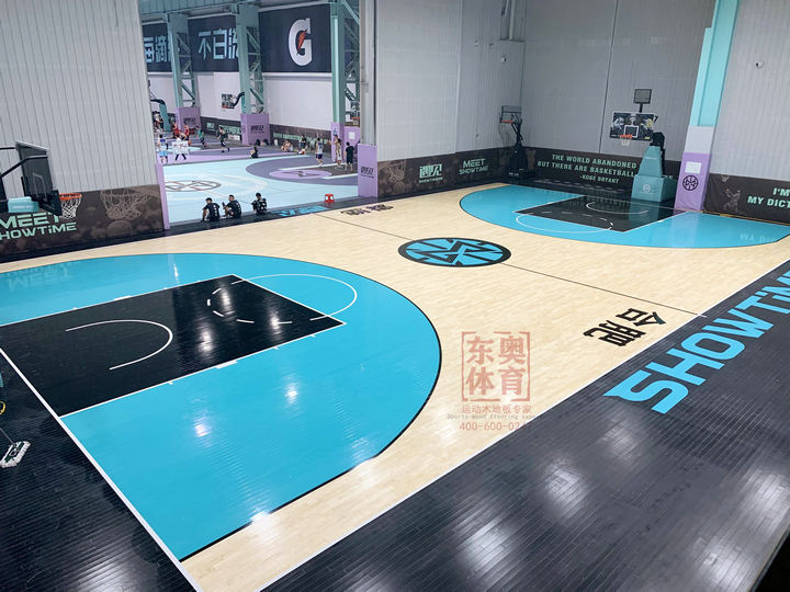 山东丁庄篮球场专用地板 羽毛球场木地板 运动木